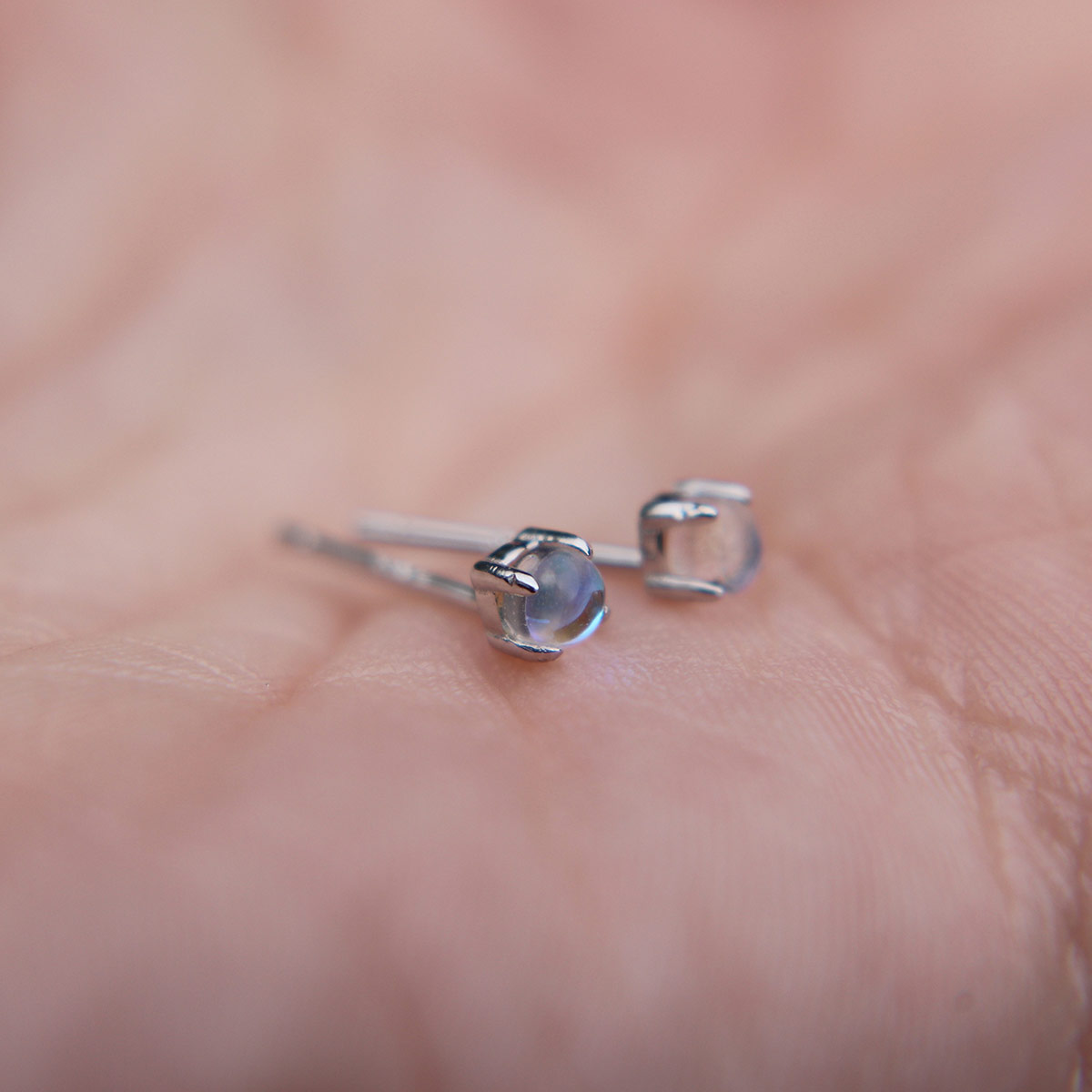 Faux Moonstone stud earrings in 925 Sterling Silver image 3