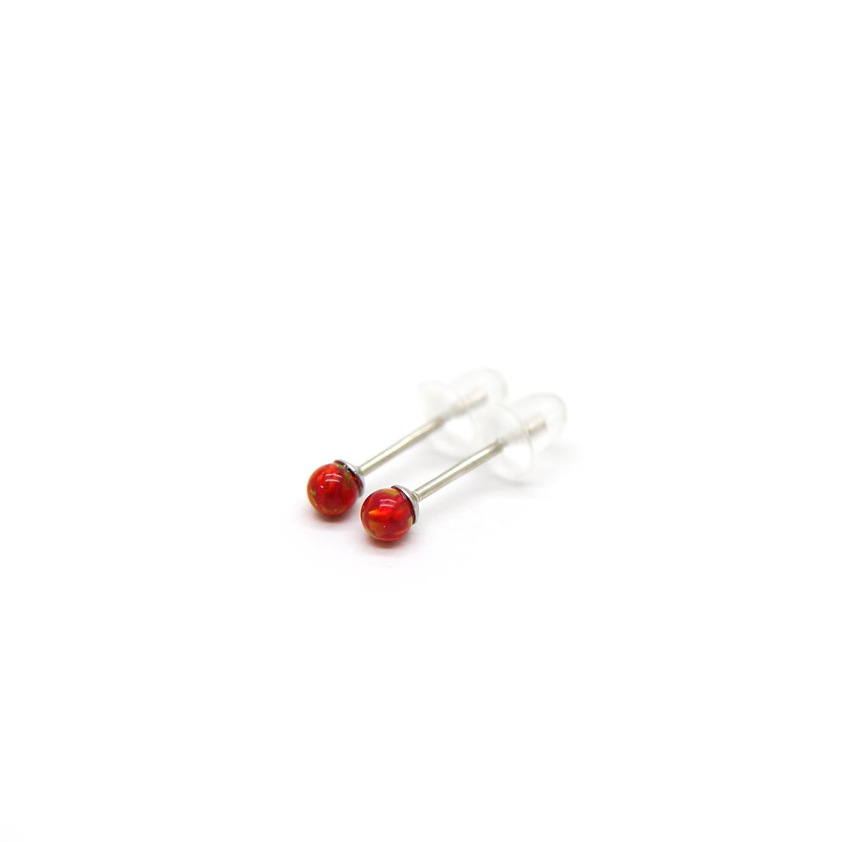 Red Faux Fire Opal stud earrings in 925 Sterling Silver image 1