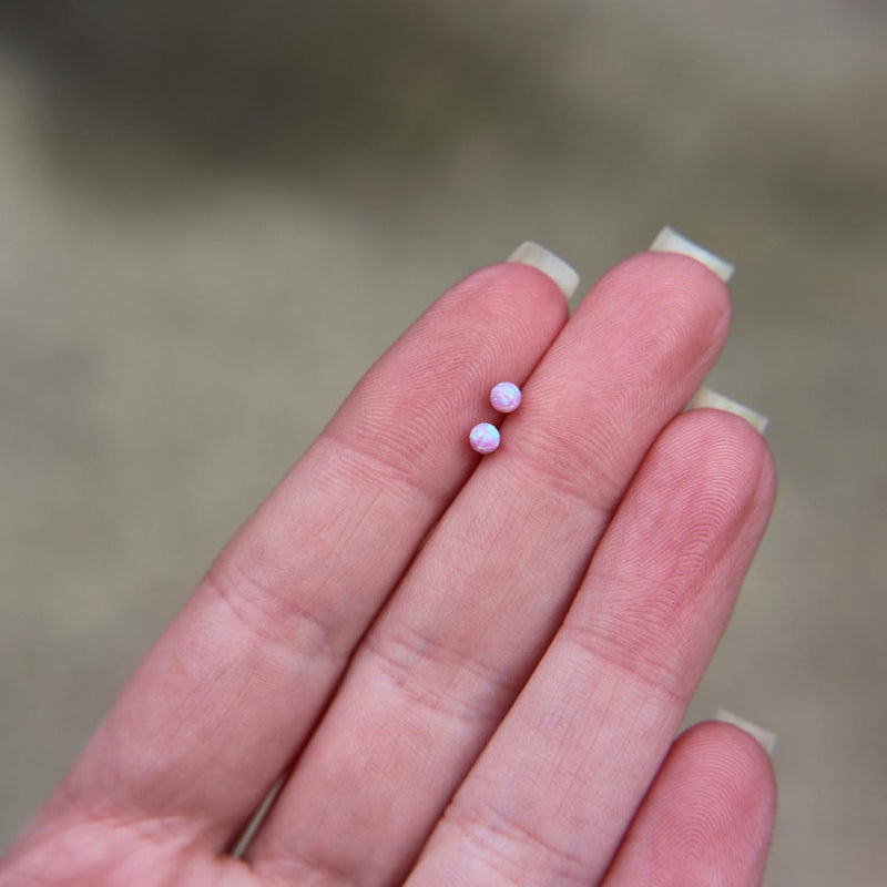 Pink Faux Fire Opal stud earrings in 925 Sterling Silver image 2