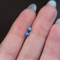 Blue Faux Fire Opal stud earrings in 925 Sterling Silver image 3
