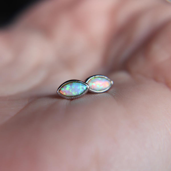 Faux Fire Opal marquise stud earrings in 925 Sterling Silver image 1