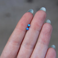Blue Faux Fire Opal stud earrings in 925 Sterling Silver image 2
