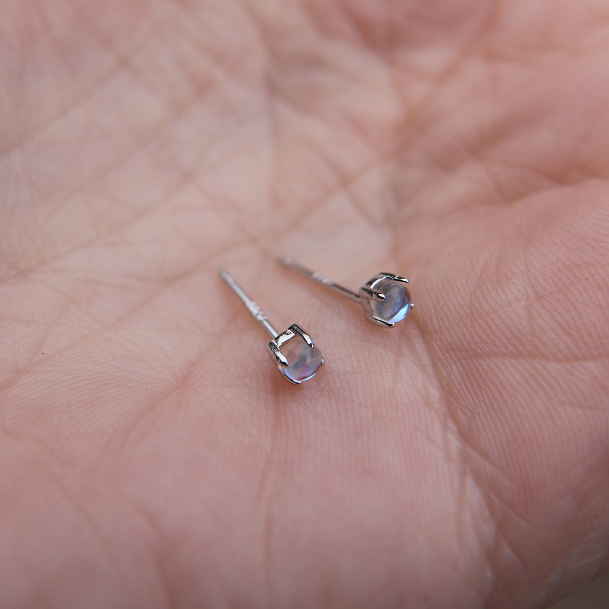 Faux Moonstone stud earrings in 925 Sterling Silver image 4