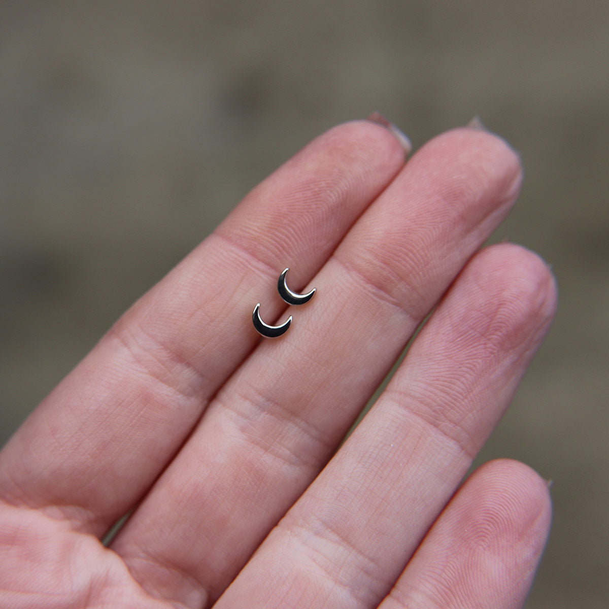 Minimalist crescent moon stud earrings in 925 Sterling Silver image 2