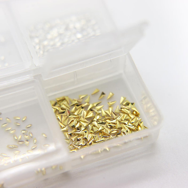 Micro silver and gold nail studs image 1