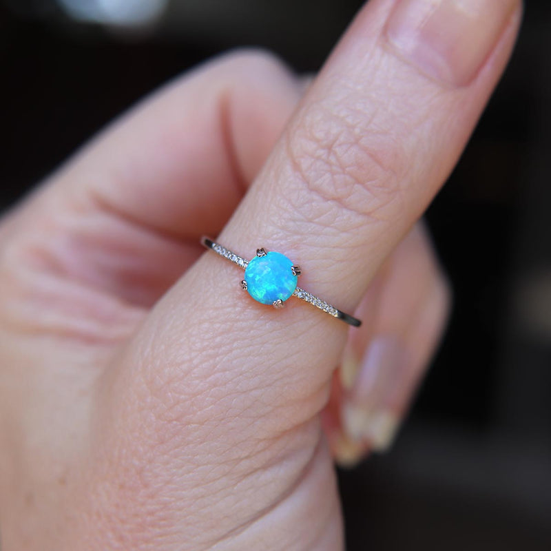 Blue Faux Fire Opal ring in 925 Sterling Silver image 1