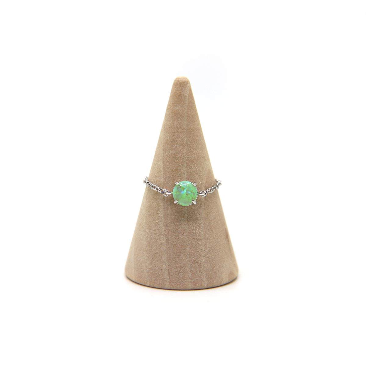 Green Fire Opal chain ring in 925 Sterling Silver image 3