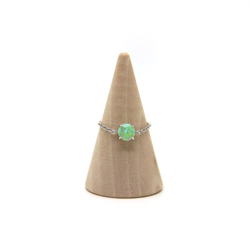Green Fire Opal chain ring in 925 Sterling Silver image 3