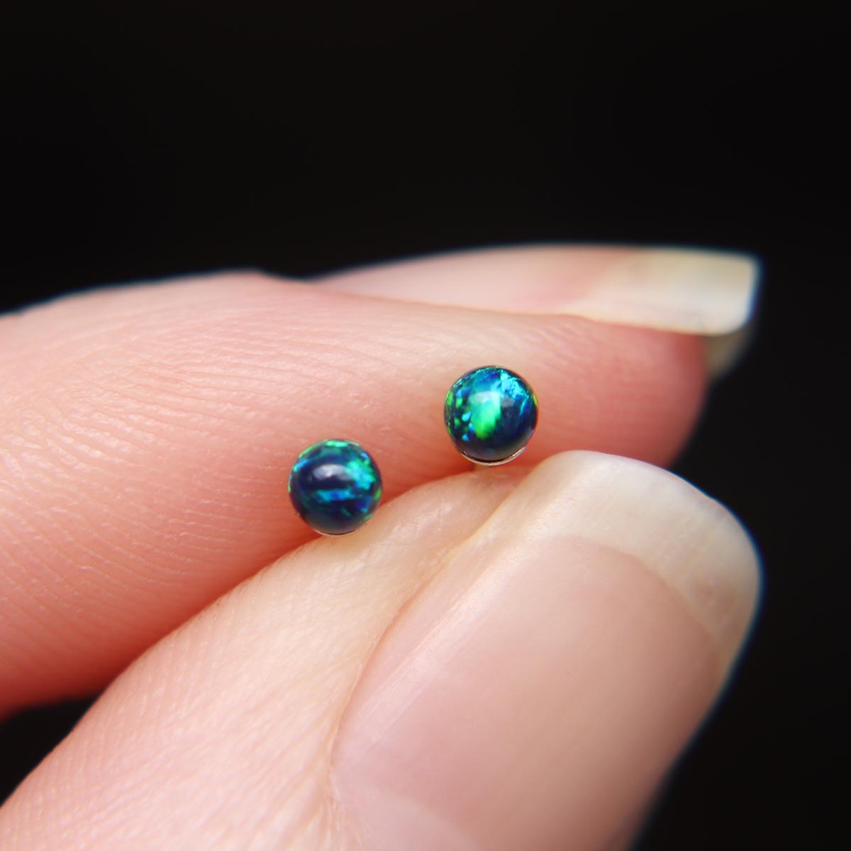Green Pear Green Opal Crystal Earrings  Black Star Opal